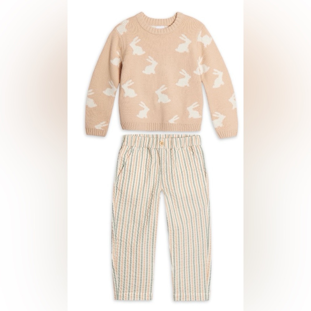 Wonder Nation Toddler Boys Easter Crewneck Sweater and Pants Outfit Set, 2-Piece